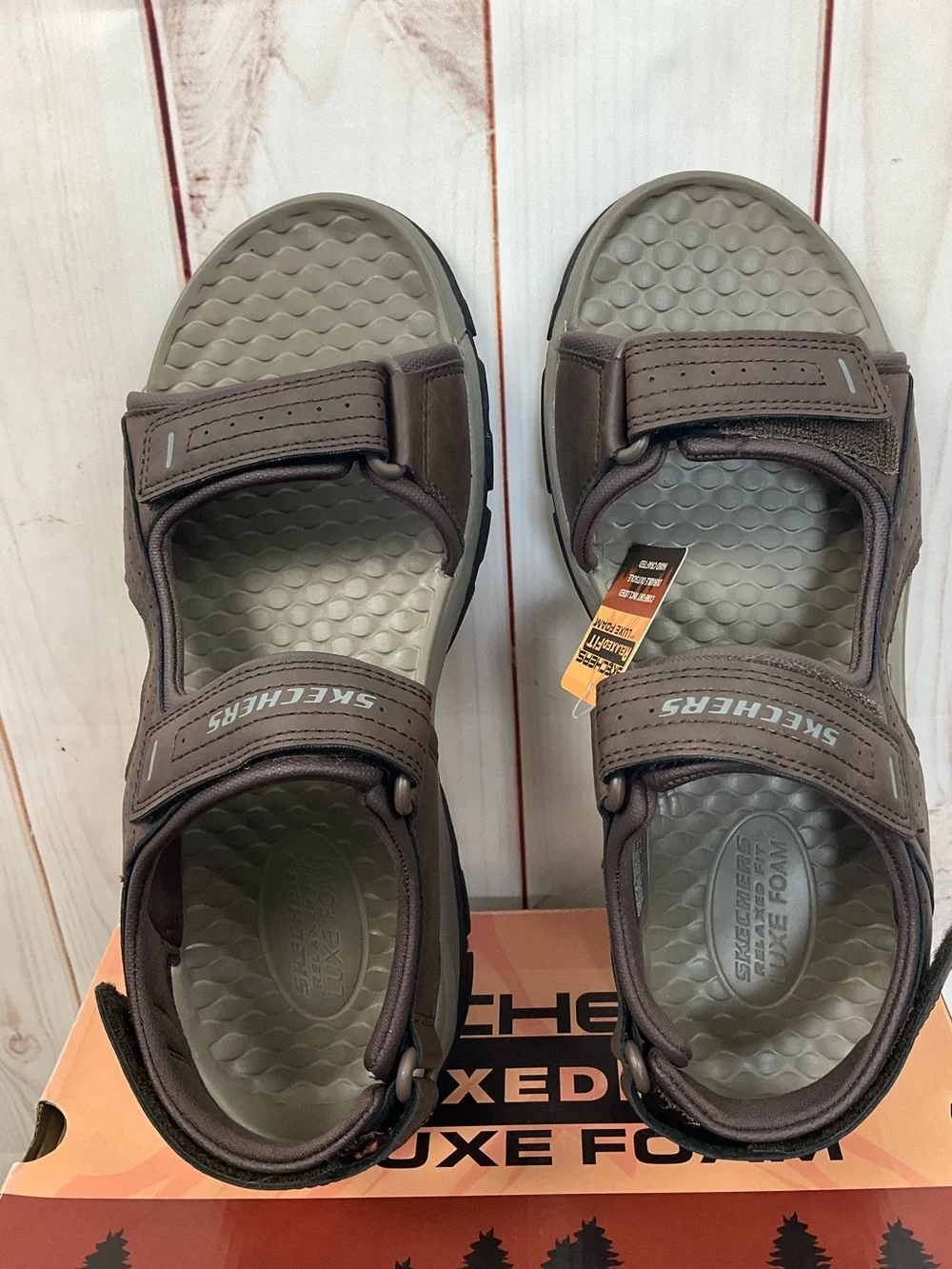 Skechers Men’s Brown Adjustable Strap Sandals Size 10 New
